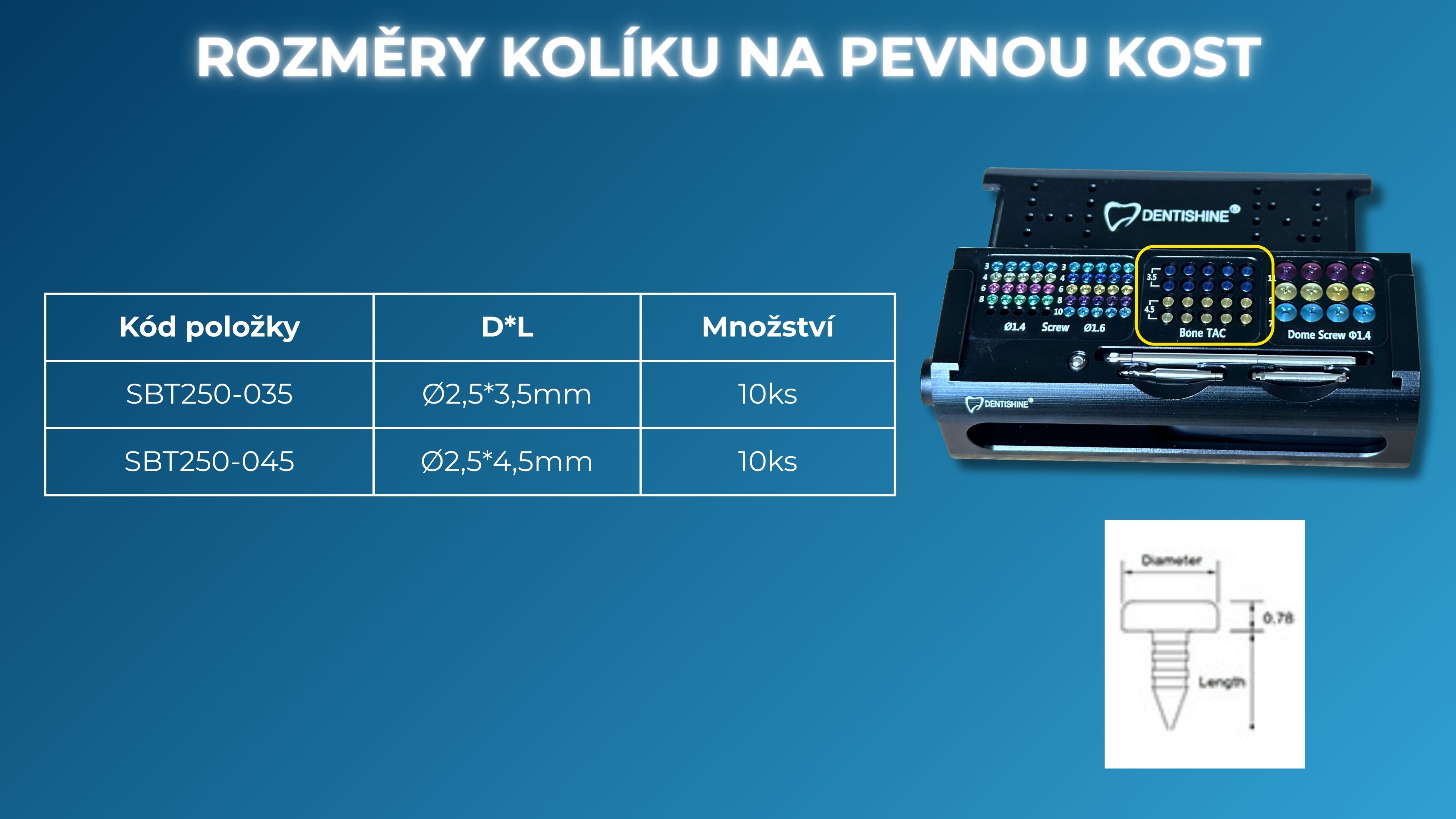 DENTISHINE Solid Screw Kit, GBR (augmentace kosti) -2